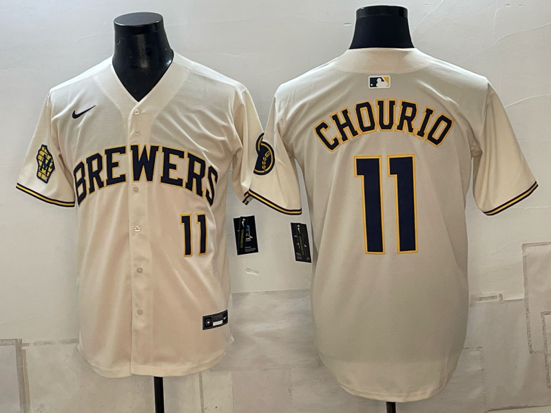 Men 2026 Milwaukee Brewers #11 Chourio cream Game Nike MLB Jersey 101205